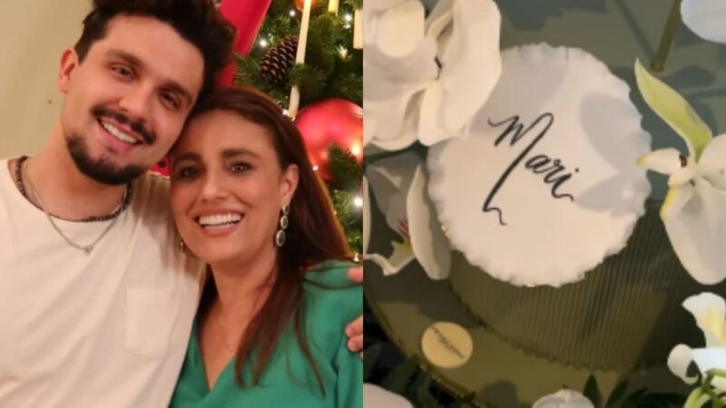 Mae de Luan Santana celebra aniversario com bolo fora do